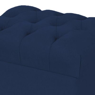 Puff Decorativo París Luis Xv L02 Capitone Suede Azul Marinho - Lyam Decor