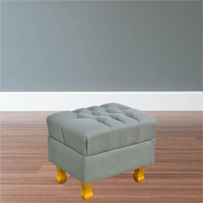 Puff Decorativo París Luis Xv L02 Capitone Linho Cinza Escuro - Lyam Decor