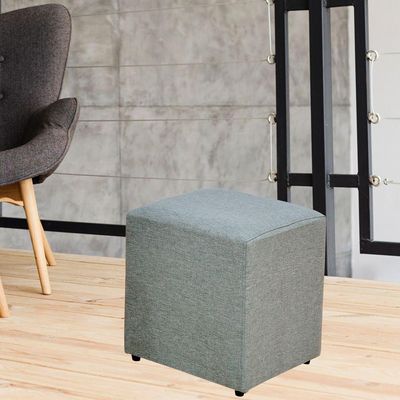 Puff Quadrado Decorativo L02 Sala de Estar Linho Cinza Escuro - Lyam Decor