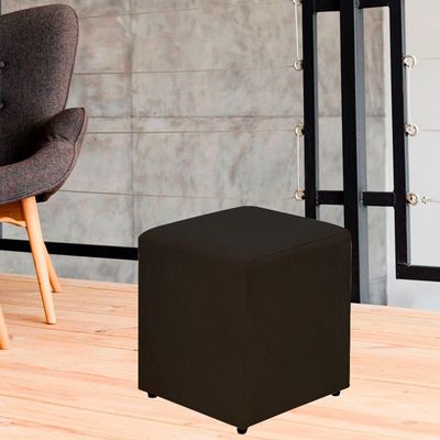 Puff Quadrado Decorativo L02 Sala de Estar Suede Preto - Lyam Decor