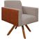 Poltrona Decorativa Base Giratória de Madeira Helô L02 Linho Bege Couríssimo Camel - Lyam Decor
