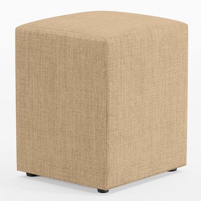 Kit 03 Puffs Quadrado L02 Decorativo Linho Bege Escuro - Lyam Decor