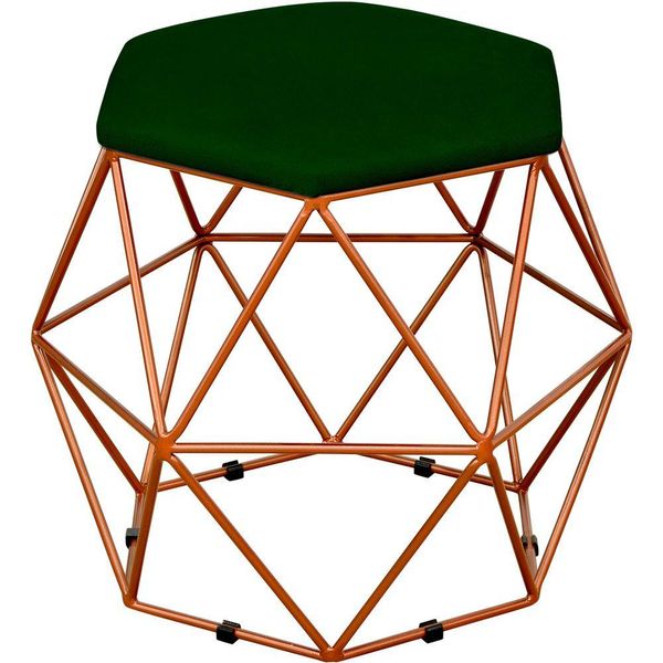 Puff Decorativo Aramado Bronze Six L02 Suede Verde Musgo - Lyam Decor