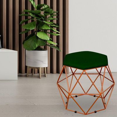 Puff Decorativo Aramado Bronze Six L02 Suede Verde Musgo - Lyam Decor