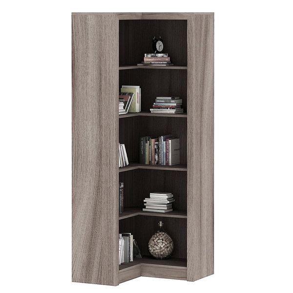 Estante de Canto Para Escritório Home Office 4 Prateleiras Brandon 171x68 T01 Carvalho - Lyam Decor