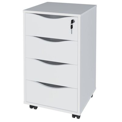 Gaveteiro Para Escritório Office com Rodízios 04 Gavetas Bit A02 Branco - Lyam Decor