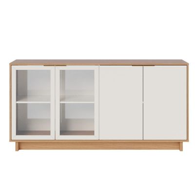 Kit Para Sala de Jantar Buffet Áustria C04 com Cristaleira Malibu Freijó Off White - Lyam Decor