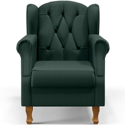 Poltrona Decorativa Para Sala de Estar Yara P02 Linho Verde Musgo - Lyam Decor