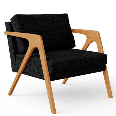Kit 4 Poltronas Decorativa Para Sala Estar Pietra Estrutura De Madeira L02 Linho Chumbo - Lyam Decor