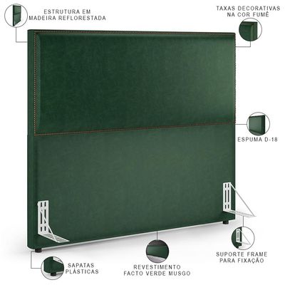Cabeceira Box Casal King Com Tachas 195 cm Vicenza L02 Facto Verde Musgo - Lyam Decor