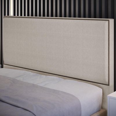Cabeceira Box Casal King Com Tachas 195 cm Vicenza L02 Linho Bege - Lyam Decor