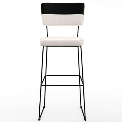 Banqueta Alta Para Cozinha Sala De Jantar Allana L02 Faixa Corano Preto Linho Cru - Lyam Decor