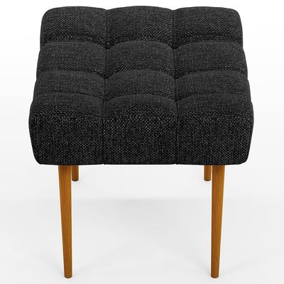 Puff Decorativo Para Sala De Estar Requinte L02 Linho Chumbo - Lyam Decor