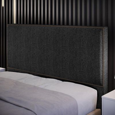 Cabeceira Box Casal King Com Tachas 195 cm Vicenza L02 Linho Chumbo - Lyam Decor