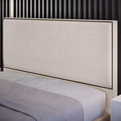 Cabeceira Box Casal King Com Tachas 195 cm Vicenza L02 Linho Cru - Lyam Decor