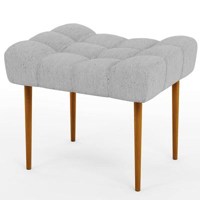Kit 02 Puffs Decorativo Para Sala De Estar Requinte L02 Linho Cinza - Lyam Decor