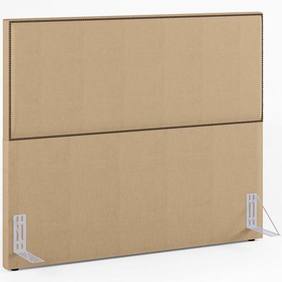 Cabeceira Box Casal King Com Tachas 195 cm Vicenza L02 Linho Bege Escuro - Lyam Decor