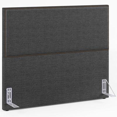 Cabeceira Box Casal King Com Tachas 195 cm Vicenza L02 Linho Cinza Escuro - Lyam Decor