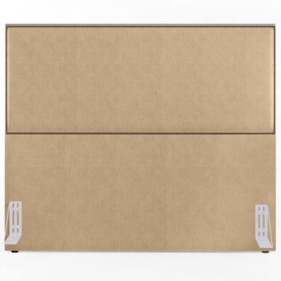 Cabeceira Box Casal King Com Tachas 195 cm Vicenza L02 Linho Bege Escuro - Lyam Decor