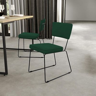 Kit 02 Cadeiras Decorativas Para Sala De Jantar Allana L02 Suede Verde Musgo - Lyam Decor