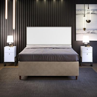 Cabeceira Box Casal Com Tachas 160 cm Vicenza L02 Facto Branco - Lyam Decor