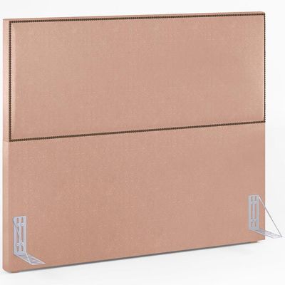 Cabeceira Box Casal King Com Tachas 195 cm Vicenza L02 Linho Rosê - Lyam Decor