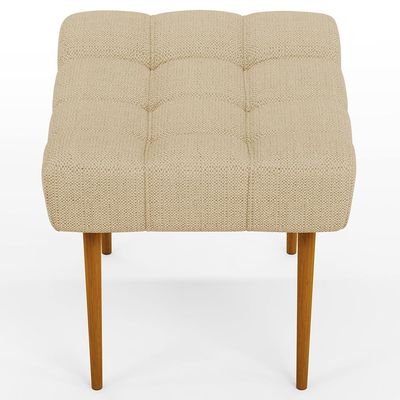 Puff Decorativo Para Sala De Estar Requinte L02 Linho Bege Escuro - Lyam Decor