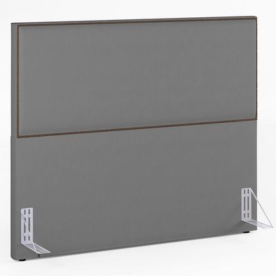 Cabeceira Box Casal King Com Tachas 195 cm Vicenza L02 Suede Cinza - Lyam Decor