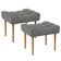 Kit 02 Puffs Decorativo Para Sala De Estar Requinte L02 Linho Cinza Escuro - Lyam Decor
