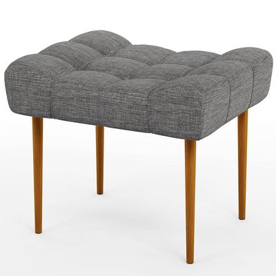 Kit 02 Puffs Decorativo Para Sala De Estar Requinte L02 Linho Cinza Escuro - Lyam Decor