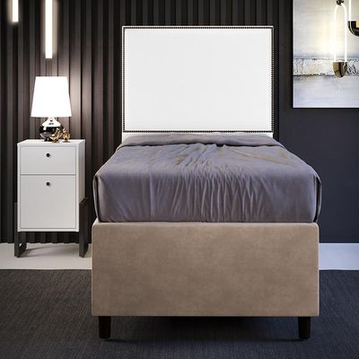 Cabeceira Box Solteiro Com Tachas 100 cm Vicenza L02 Facto Branco - Lyam Decor