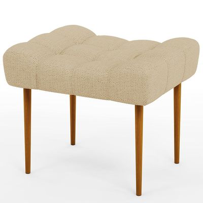 Kit 02 Puffs Decorativo Para Sala De Estar Requinte L02 Linho Bege Escuro - Lyam Decor