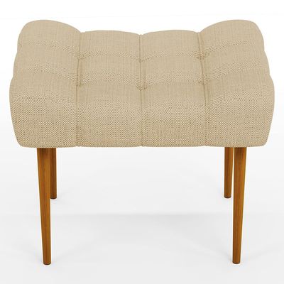 Kit 02 Puffs Decorativo Para Sala De Estar Requinte L02 Linho Bege Escuro - Lyam Decor