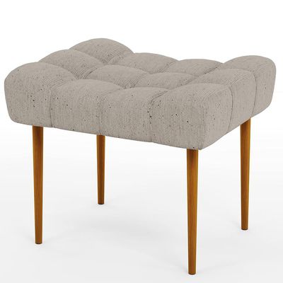 Kit 02 Puffs Decorativo Para Sala De Estar Requinte L02 Linho Bege - Lyam Decor