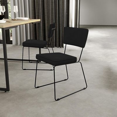 Kit 02 Cadeiras Decorativas Para Sala De Jantar Allana L02 Suede Preto - Lyam Decor