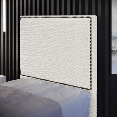 Cabeceira Box Solteiro Com Tachas 100 cm Vicenza L02 Bouclê Cru - Lyam Decor