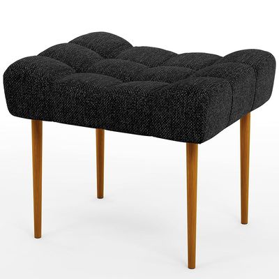 Kit 02 Puffs Decorativo Para Sala De Estar Requinte L02 Linho Chumbo - Lyam Decor