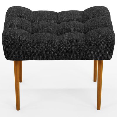 Kit 02 Puffs Decorativo Para Sala De Estar Requinte L02 Linho Chumbo - Lyam Decor