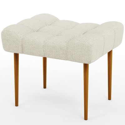 Kit 02 Puffs Decorativo Para Sala De Estar Requinte L02 Linho Champagne - Lyam Decor