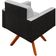 Kit 02 Poltronas Decorativa Base Giratória de Madeira Helô L02 Linho Cinza Couríssimo Preto - Lyam Decor