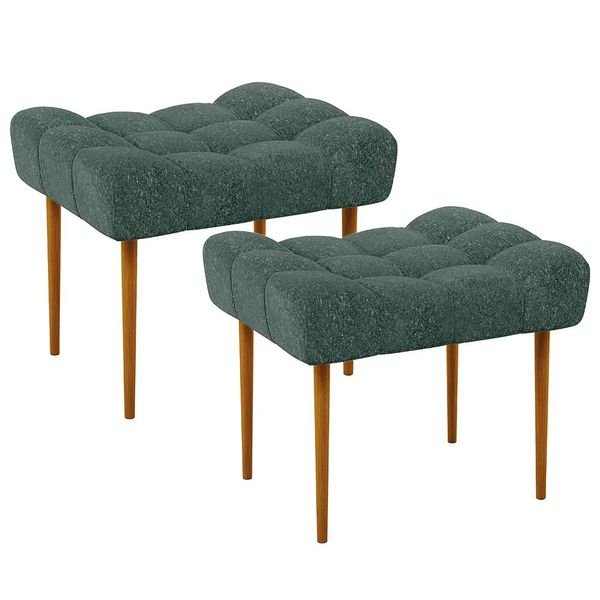 Kit 02 Puffs Decorativo Para Sala De Estar Requinte L02 Linho Verde Musgo - Lyam Decor Kit 02 Puffs Decorativo Para Sala De Estar Requinte L02 Linho Verde Musgo - Lyam Decor