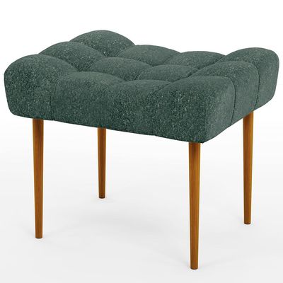 Kit 02 Puffs Decorativo Para Sala De Estar Requinte L02 Linho Verde Musgo - Lyam Decor