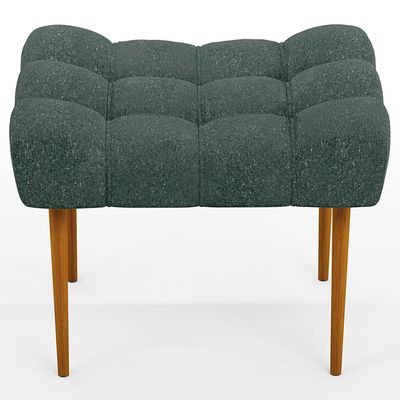Kit 02 Puffs Decorativo Para Sala De Estar Requinte L02 Linho Verde Musgo - Lyam Decor