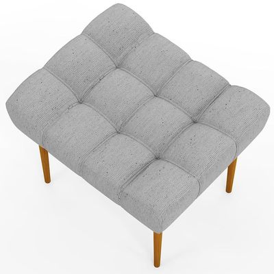 Puff Decorativo Para Sala De Estar Requinte L02 Linho Cinza - Lyam Decor