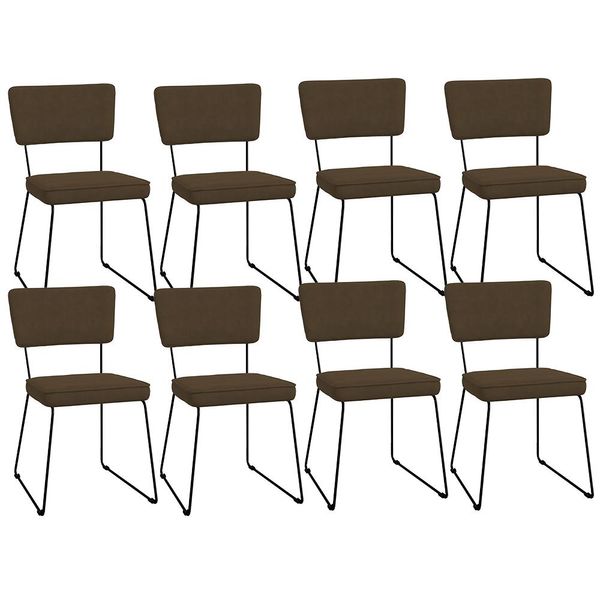 Kit 08 Cadeiras Decorativas Para Sala De Jantar Allana L02 Suede Marrom - Lyam Decor Kit 08 Cadeiras Decorativas Para Sala De Jantar Allana L02 Suede Marrom - Lyam Decor