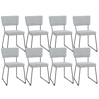 Kit 08 Cadeiras Decorativas Para Sala De Jantar Allana L02 Suede Cinza - Lyam Decor