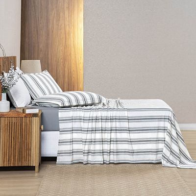 Jogo Cama Lençol Estilo King 100% Algodão 4 Peças - Cinza