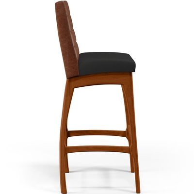 Banqueta Alta Para Cozinha Sala De Jantar Fixa Mila B04 Couríssimo Marrom Corano Preto - Lyam Decor