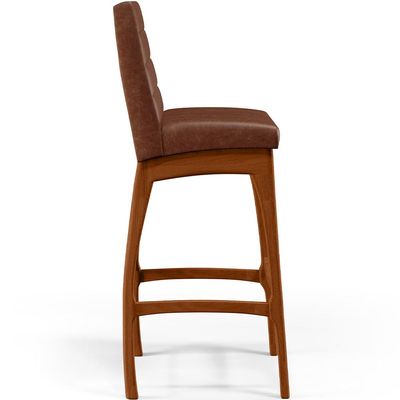 Banqueta Alta Para Cozinha Sala De Jantar Fixa Mila B04 Couríssimo Marrom - Lyam Decor