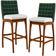 Kit 2 Banquetas Altas Cozinha Sala Jantar Fixa Mila B04 Facto Verde Musgo Corano Branco - Lyam Decor